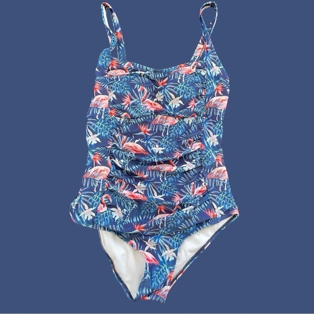 Blue Tropical Floral One-Piece Swimsuit